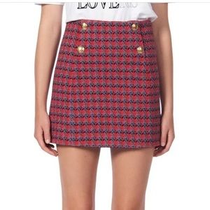 Sandro Tweed Red Mini Skirt
